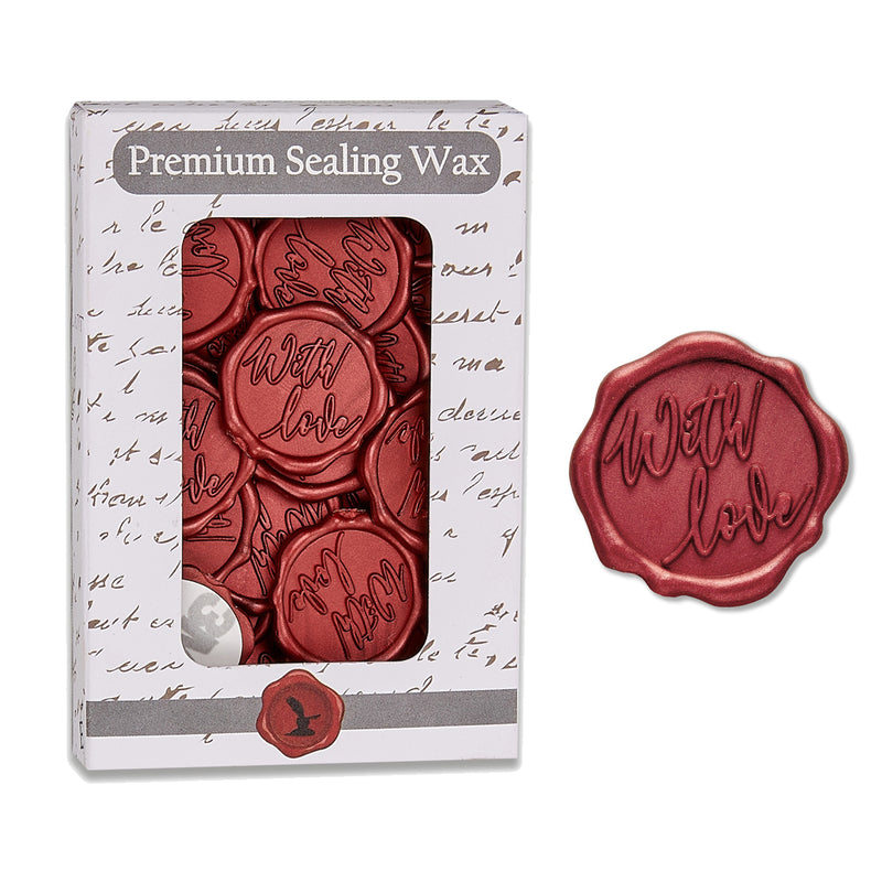 With Love Adhesive Wax Seal Quick-Ship Stickers 25PK - Nostalgic Impressions