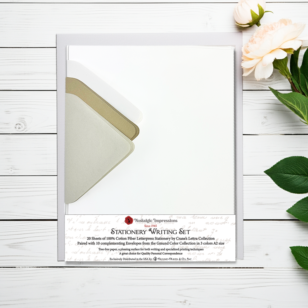 Letterpress Stationery Set with envelopes- 8.5x11- 100% Cotton printable- 20/10-multi-colors