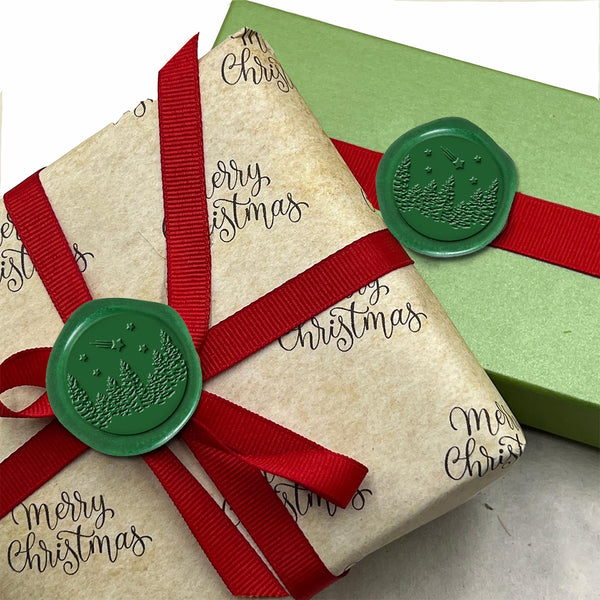 Winter Wonderland Adhesive Wax Seal 25PK Quick-Ship Stickers-Forest Green