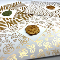 Gold Foil Boxed Note Card with Wax Seal Detail by Nostalgic Impressions