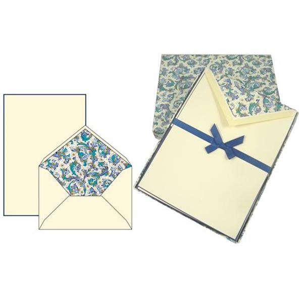 Blue Classica Boxed Stationery Set by Rossi - 10 Sheets & 10 lined envelopes - Nostalgic Impressions