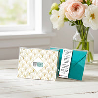 Gold Foil Best Wishes Note Cards Boxed Set of 8 with Teal envelopes by Nostalgic Impressions