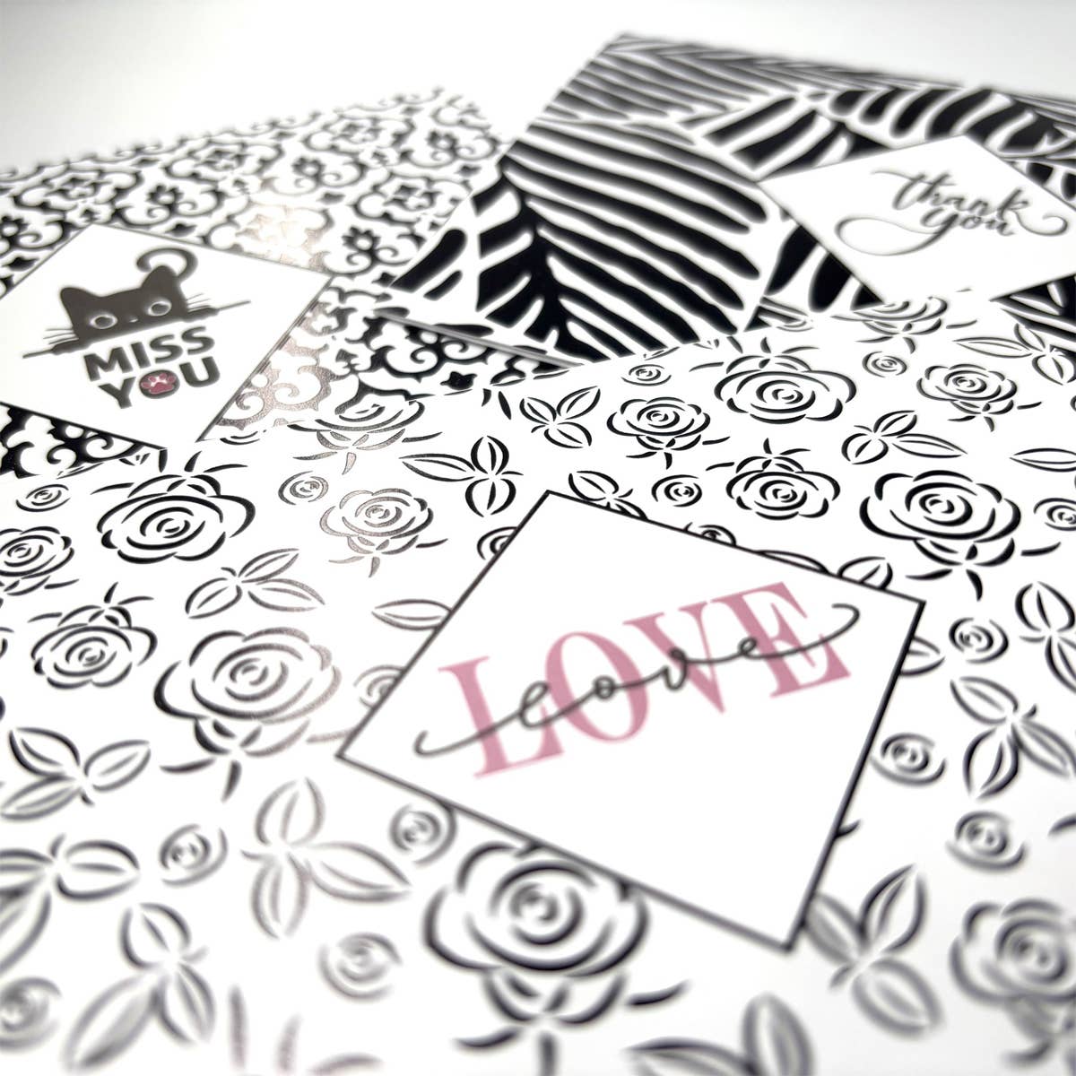Black Foil Miss You Boxed Note Card Detail by Nostalgic Impressions