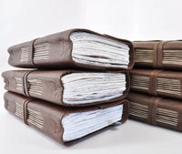 Manufactus Medieval Leather Journal - Amalfi Paper & Nabuk Leather - Hand-Stitched in Italy - 3 Sizes
