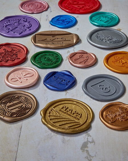 Adhesive Wax Seal Stickers with Your Logo or Art-Standard Sizes 3/4, 1 and 1 1/4 Finished Size