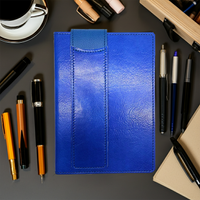 Manufactus Royal Blue Italian Leather Journal with Integrated Pen Holder - Handcrafted in Rome - sold by Nostalgic Impressions