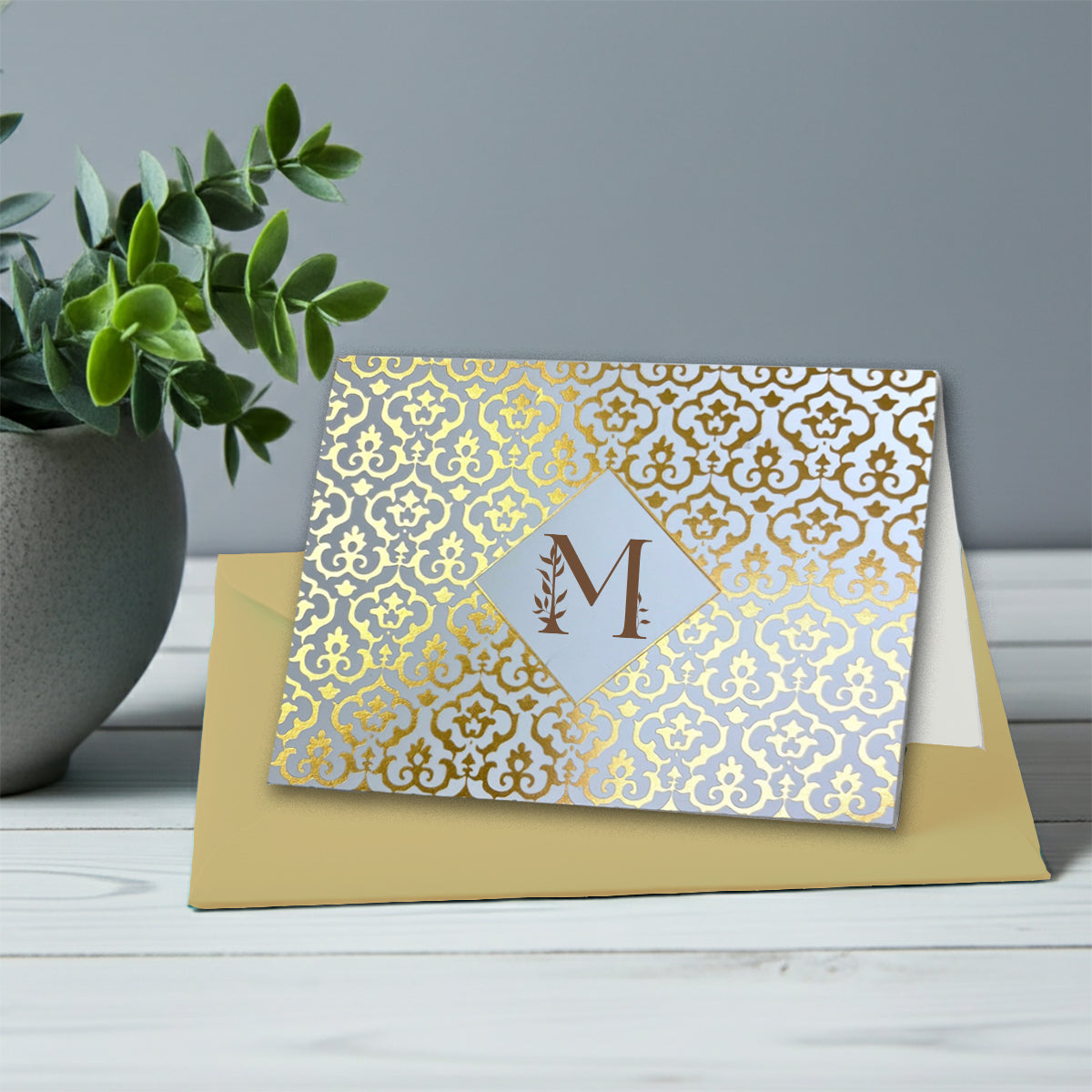 Personalized Floral Initial Foil Note Cards with Envelopes by Nostalgic Impressions