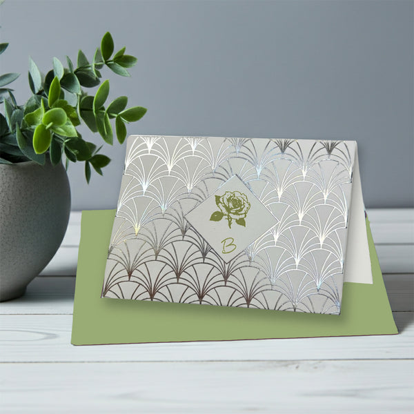 Personalized Foil Note Cards: Choose Design, Initial Font & Envelope by Nostalgic Impressions