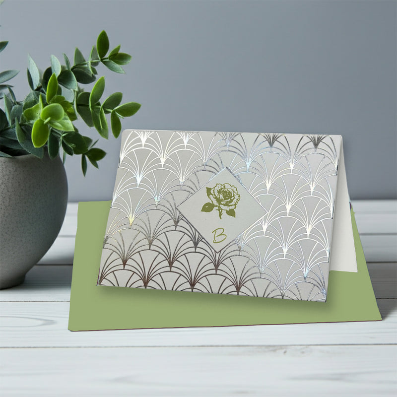 Personalized Foil Note Cards: Choose Design, Initial Font & Envelope by Nostalgic Impressions