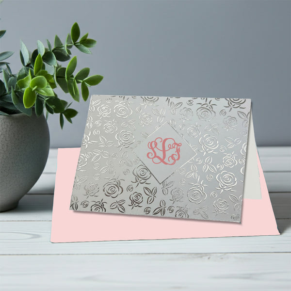 Personalized 3 Initial Tiffany Monogram Foil Note Cards with Envelopes by Nostalgic Impressions