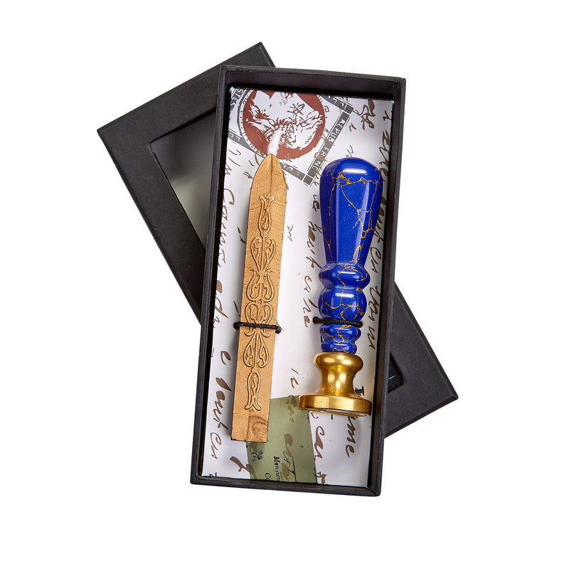 Faux Stone Handle Custom Wax Seal Kit with Gold Sealing Wax - Multiple engraving options - Nostalgic Impressions