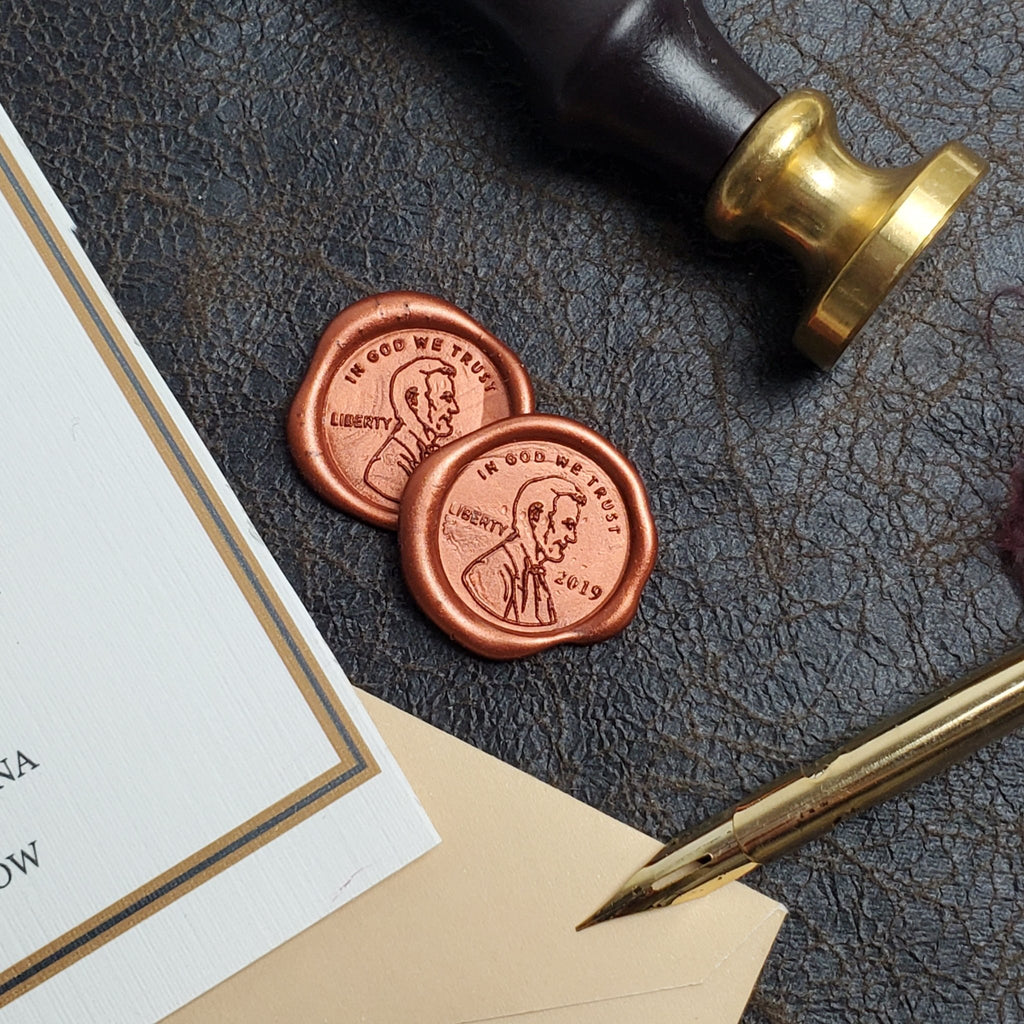 Create your Own Wedding Wax Seal Stamp from your Logo or Art with Turquoise Wood Handle - Nostalgic Impressions