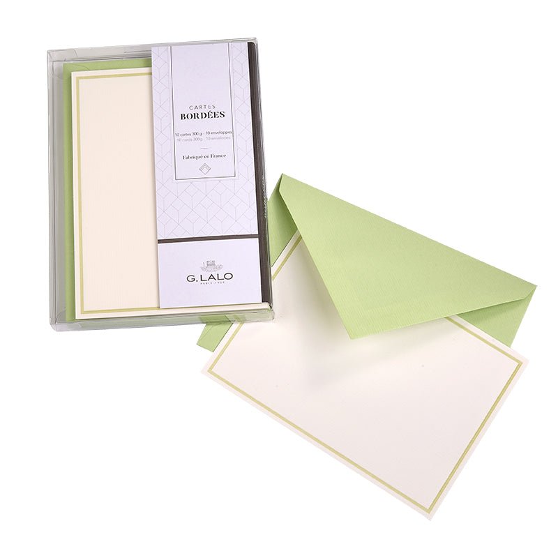 G .Lalo French Bordered Correspondence Single Note Card Set 4.5x6"- Pistachio - Nostalgic Impressions