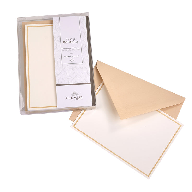 G .Lalo French Bordered Correspondence Single Note Card Set 4.5x6"- Champagne - Nostalgic Impressions