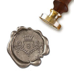 Lion Shield Initial Custom Wax Seal Stamp with choice of Handle #2704 - Nostalgic Impressions