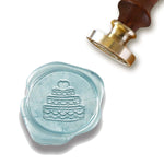 Wedding Cake Wedding Wax Seal Stamp #325 with Turquoise Wood Handle - Nostalgic Impressions