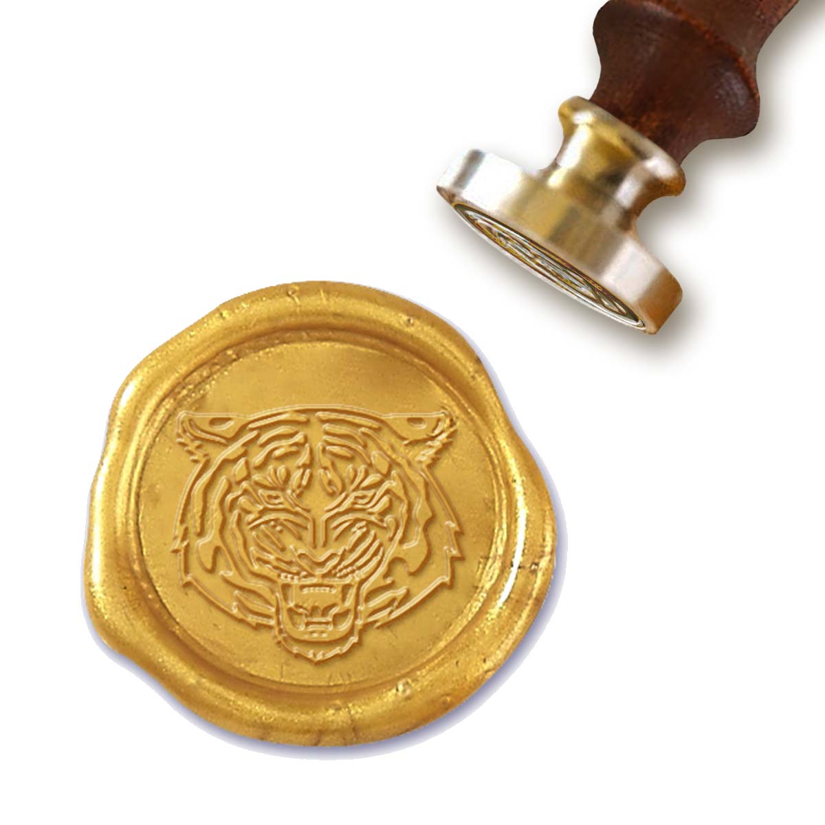 Tiger Head Custom Wax Seal Stamp #3310 with Rosewood Handle - Nostalgic Impressions