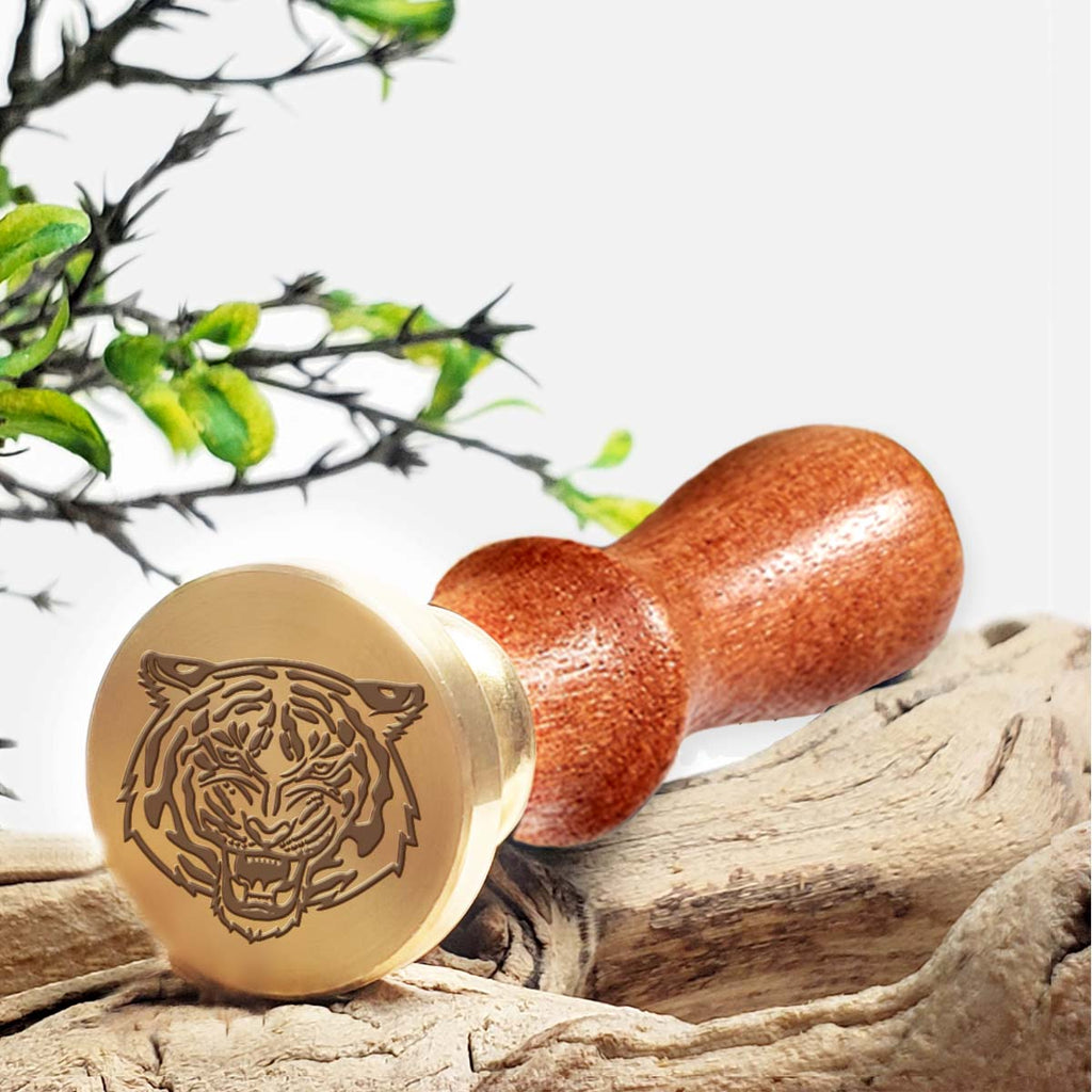 Tiger Head Custom Wax Seal Stamp #3310 with Rosewood Handle - Nostalgic Impressions