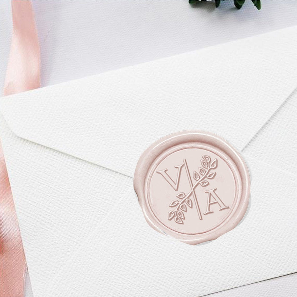 Elegant Wedding Monogram Adhesive Wax Seals #3387 Bundle with Stamp - Nostalgic Impressions