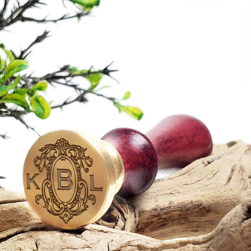 Victorian 3 Letter Monogram Custom Wax Seal Stamp with choice of Handle #3388 - Nostalgic Impressions