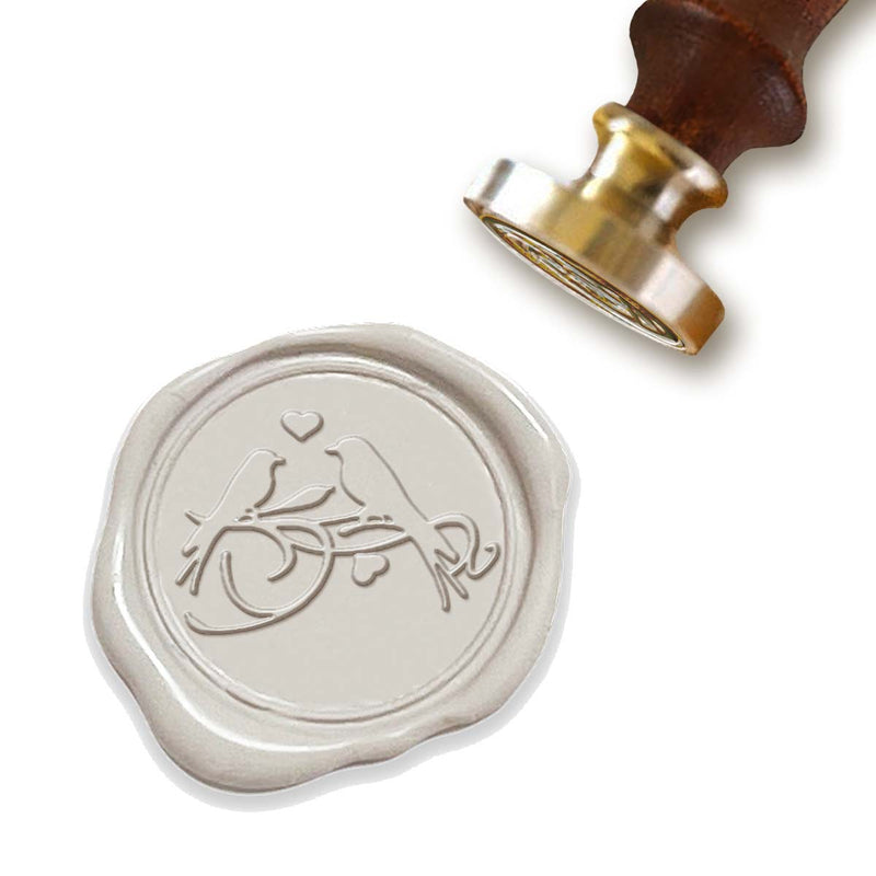 Love Birds Wedding Wax Seal Stamp with White Wood Handle #3520 - Nostalgic Impressions