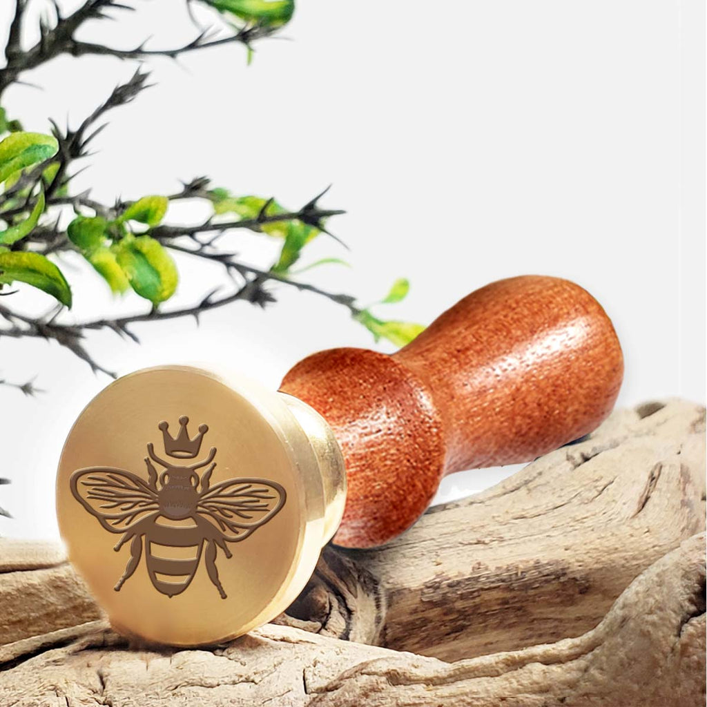 Bee with Crown Custom Wax Seal Stamp #3701 with Rosewood Handle - Nostalgic Impressions