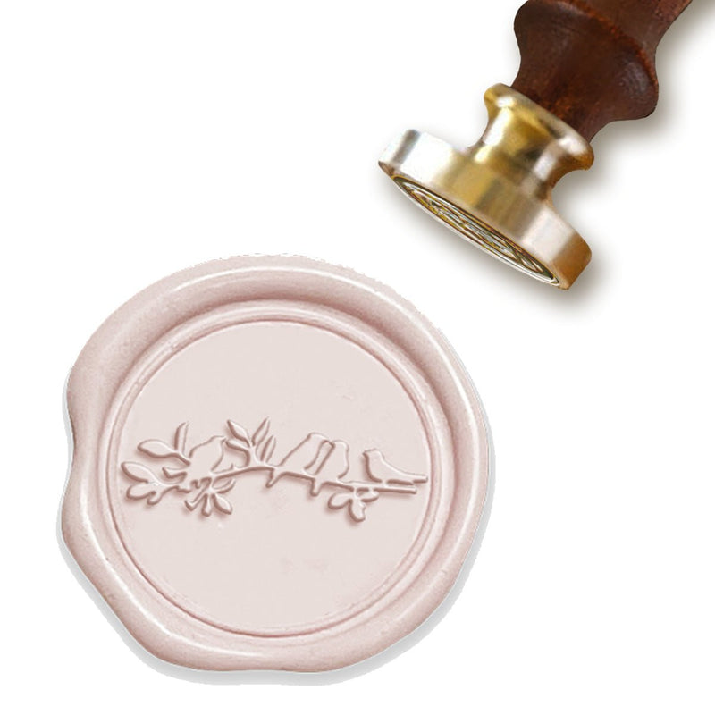 Birds on a Branch Custom Wax Seal Stamp #3531 with Rosewood Handle - Nostalgic Impressions
