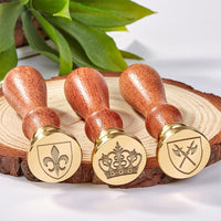 Regal Crowns & Fleurs Wax Seal Stamps with Rosewood Handle - Multiple Design Options - Nostalgic Impressions