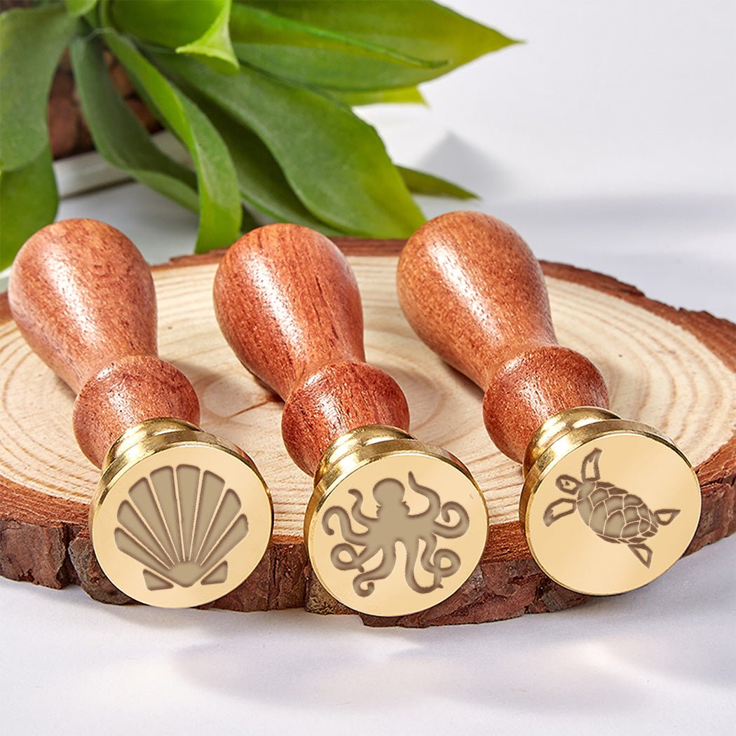 Sea Life & Nautical Wax Seal Stamps with Rosewood Handle - Multiple Design Options - Nostalgic Impressions