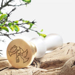 Doves Wedding Wax Seal Stamp with White Wood Handle #4857 - Nostalgic Impressions