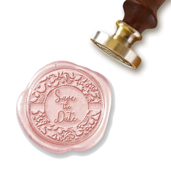 Save The Date Wedding Wax Seal Stamp with Turquoise Wood Handle #4861 - Nostalgic Impressions