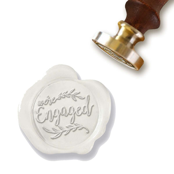 We're Engaged Wedding Wax Seal Stamp with Turquoise Wood Handle #4864 - Nostalgic Impressions