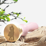 Loving Couple Wedding Wax Seal Stamp with Blush Pink Wood Handle #6402 - Nostalgic Impressions
