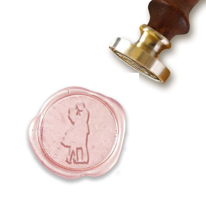 Loving Couple Wedding Wax Seal Stamp with Blush Pink Wood Handle #6402 - Nostalgic Impressions