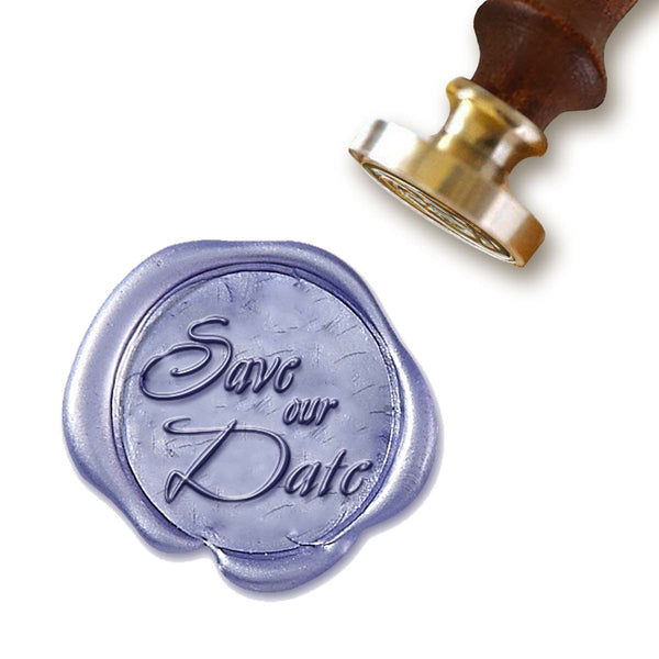 Save our Date Wedding Wax Seal Stamp with Turquoise Wood Handle #7882 - Nostalgic Impressions