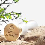 Be Our Guest Wedding Wax Seal Stamp with White Wood Handle #7884 - Nostalgic Impressions