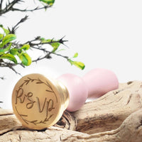 RSVP Wedding Wax Seal Stamp with Blush Pink Wood Handle #7887 - Nostalgic Impressions