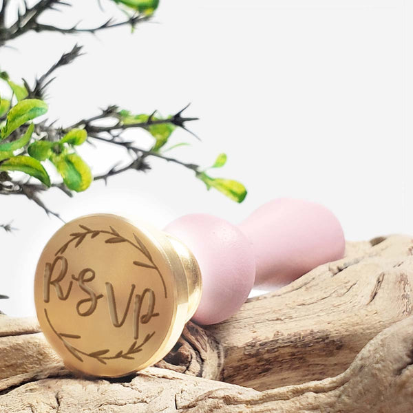 RSVP Wedding Wax Seal Stamp with Blush Pink Wood Handle #7887 - Nostalgic Impressions