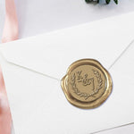 Aurelia Laurel Wedding Monogram Adhesive Wax Seals #8094 bundle with Stamp - Nostalgic Impressions
