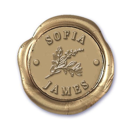 Botanical with Names Wedding Monogram Adhesive Wax Seals #8708 bundle with stamp - Nostalgic Impressions