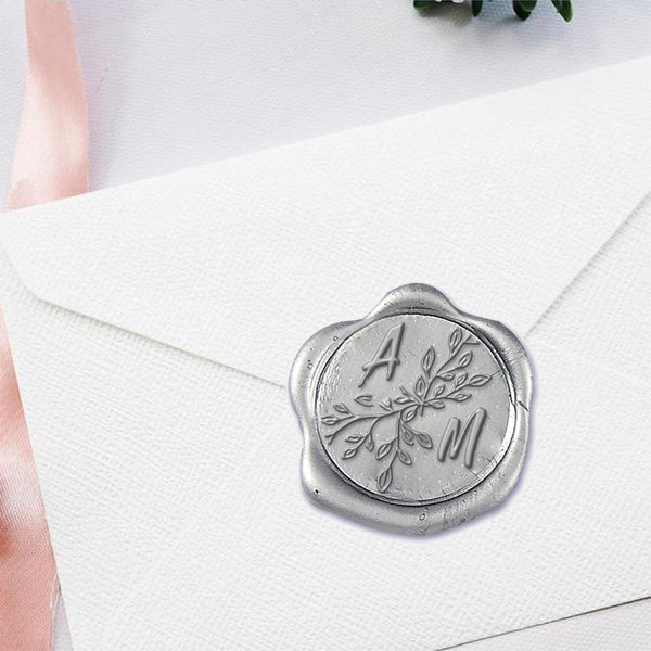 Perpetua Wedding Monogram Adhesive Wax Seals #8813 Bundle with Stamp - Nostalgic Impressions