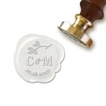 Harmony Wedding Monogram & Date Custom Wax Seal Stamp with White Wood Handle- with Preview #8905 - Nostalgic Impressions