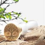 Banyan Tree Wedding Custom Wax Seal Stamp with White Wood Handle-Multiple Font Choices #9004 - Nostalgic Impressions