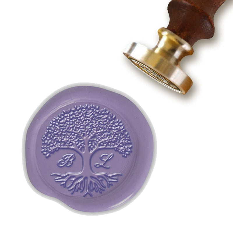 Banyan Tree Wedding Custom Wax Seal Stamp with White Wood Handle-Multiple Font Choices with Preview #9004 - Nostalgic Impressions