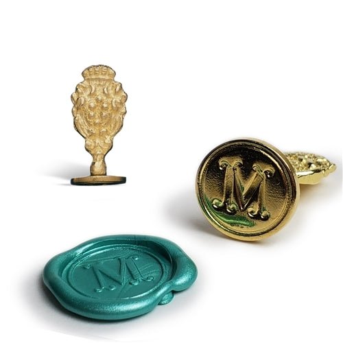 Brass Cerif Initial Wax Seal Stamp Gift Set kit detail - Nostalgic Impressions