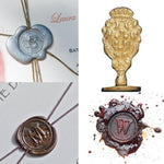 Brass Cerif Initial Wax Seal Stamp Gift Set kit with Gold Sealing Wax - Nostalgic Impressions