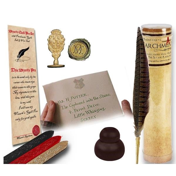 Harry Potter Young Wizard's Quill & Ink Set -Young Wizard's Writing Bundle with Initial Seal Stamp - Nostalgic Impressions