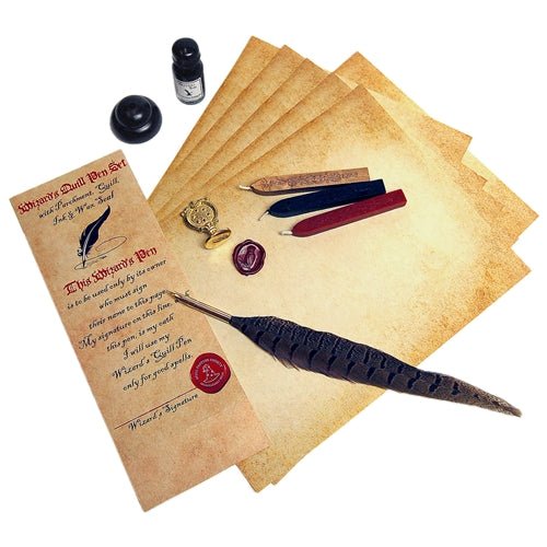 Harry Potter Quill & Ink Writing Bundle with Owl Wax Seal & Parchment Paper - Nostalgic Impressions