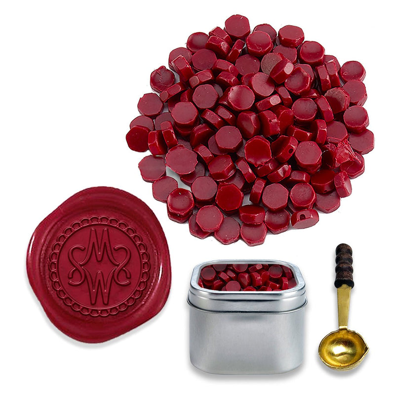 Premium Sealing Wax Beads by Color 2oz in Tin with spoon-multiple color choices - Nostalgic Impressions