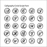 Calligraphy Circle Custom Initial Custom Wax Seal Stamp with choice of Handle #LS640CH - Nostalgic Impressions